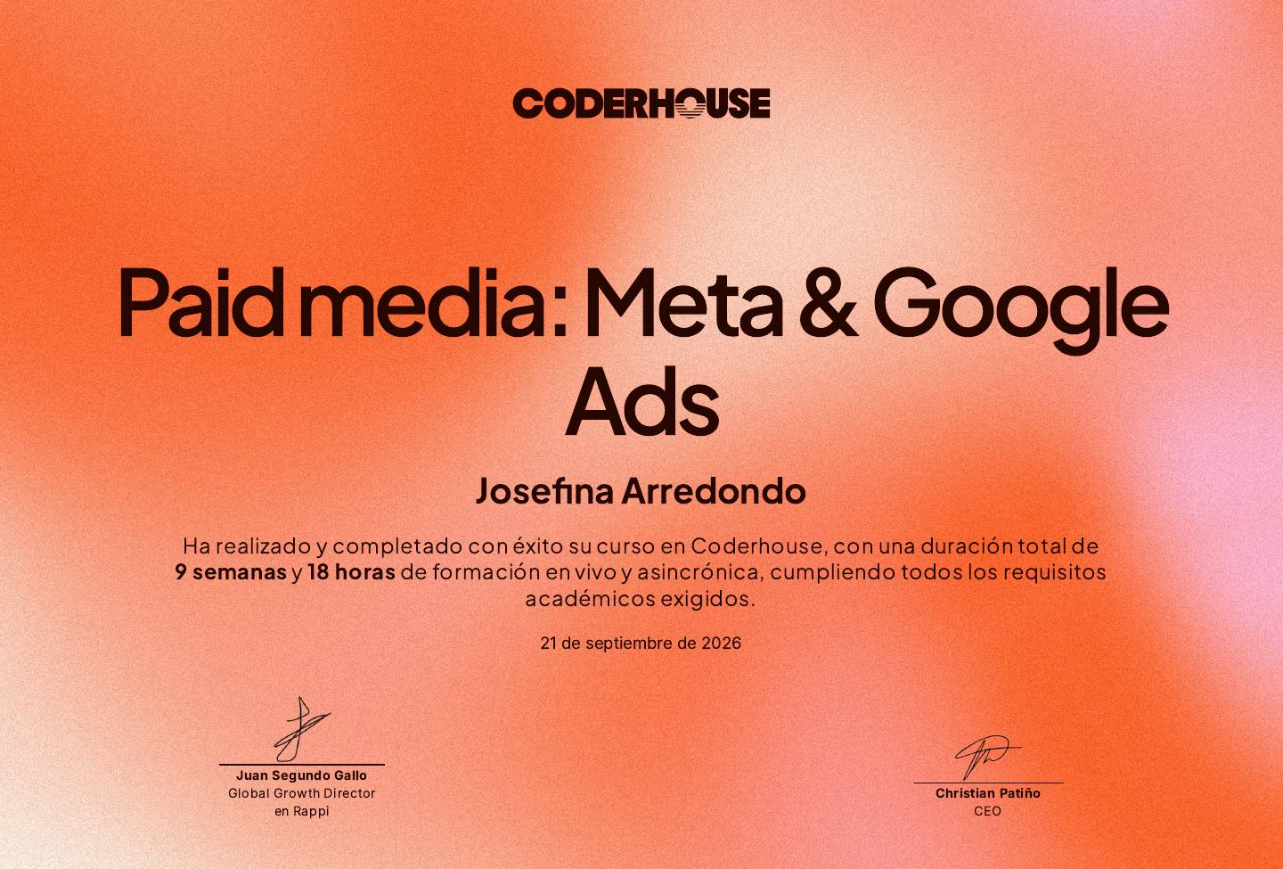 Certificado Paid Media: Meta & Google Ads de Coderhouse
